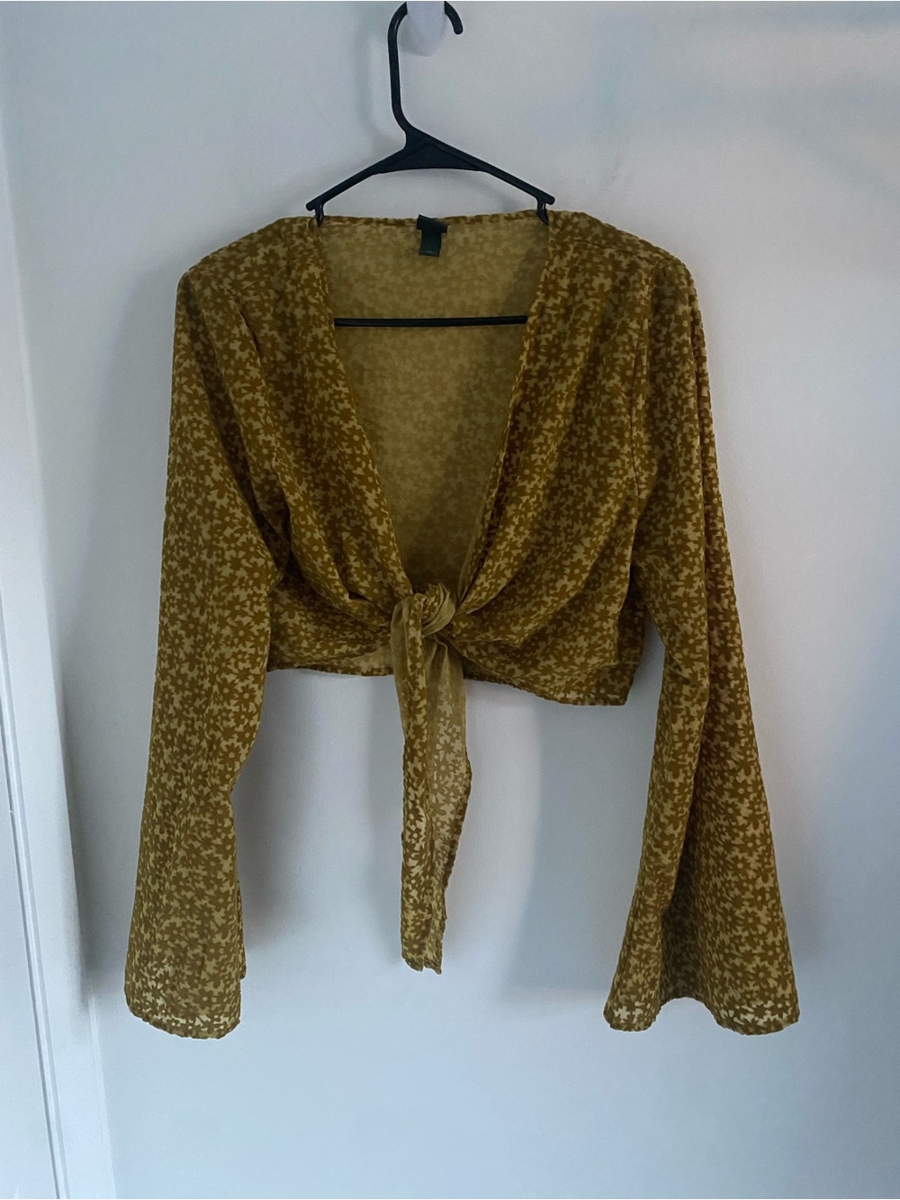 wild fable Mustard Floral Tie-Front Blouse